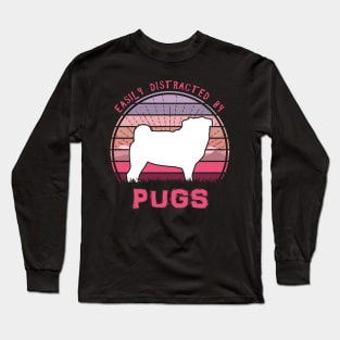 Easily Distracted By Pugs Sunset Long Sleeve T-Shirt